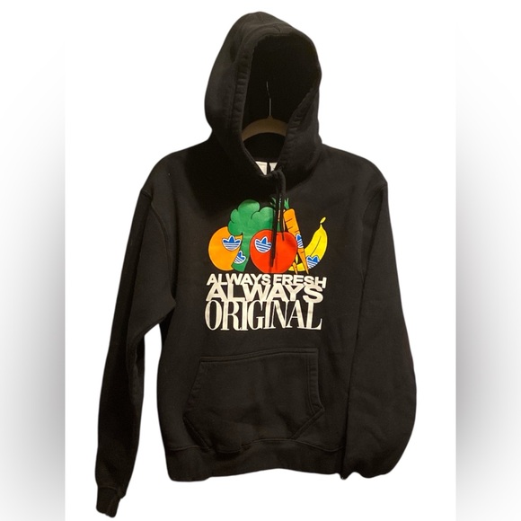 adidas Other - Adidas Black Hoodie with Colorful Fruit and veggie Graphic